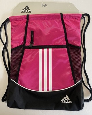 adidas Alliance II Sackpack Pink Black Drawstring Gym Bag Unisex