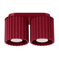 Deckenlampe 2-Flammig Aluminium Burgund BüRo Flur 21 Cm GU10 Deckenleuchte KüChe