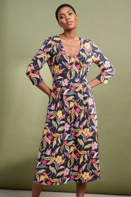 SEASALT CORNWALL Seasalt Women's Regular Helena Midi Dress Jersey Folky Bloom Maritime