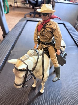 Vintage 1973 Gabriel Lone Ranger & Silver Horse Action Figure Set w/ Saddle Tack