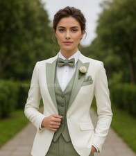 Elegant Three Piece Tuxedo Suit with Contrast Lapels and Wedding Luxury Appeal