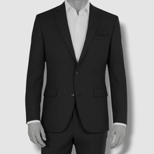 Bar III Men's Black Slim-Fit Wool-Blend 2-PC Jacket Pants Suit Size 38R 34W 32L