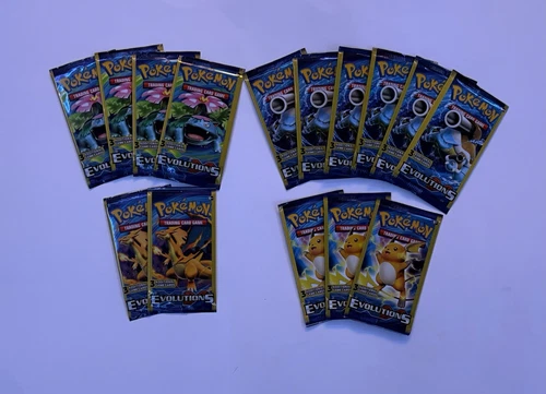 Pokemon TCG XY Evolutions 3-Card Mini Booster Pack Lot Of 15 Brand New & Sealed