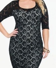 TORRID BLACK  LACE  OPEN BACK BODYCON DRESS STRETCHY PLUS  Sz 4