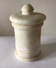 Vintage Heavy Marble/Alabaster White Storage Jar With Lid