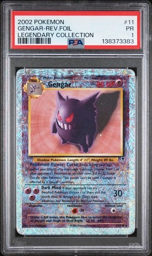 2002 POKEMON LEGEND COLL #11 GENGAR-REVERSE FOIL PSA 1