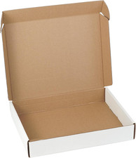 13"X10"X2" Shipping Boxes Set of 1, White Corrugated Cardboard Box Literature Ma