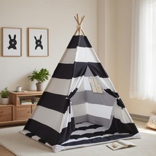 Teepee Tent for Kids with Padded Mat, Lights, and Carry Bag, Washable Playhou...