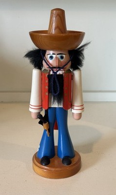 Vintage German Hergestelit DDR Mexican Nutcracker Sombrero Cowboy 11  Expertic