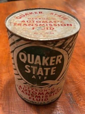 Vintage Quaker State ATF Can Full Transmission Fluid Metal 1 Quart 