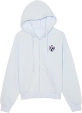 Victoria's Secret Pink Ivy Fleece Campus Full Zip Hoodie Color Light Blue NWT