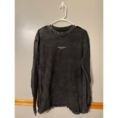 YOUNGLA Acid Wash Black Long Sleeve Medium Mens