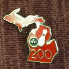 Bowling pin enameled new 200 club red Michigan