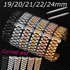 Curved Ends Watch Bracelet 24mm 19 20mm 21 22mm Stainless Steel Link Strap Band