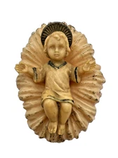 Vintage Plastic Baby Jesus in Manger Christmas Tree Nativity Figurine Dated 1962