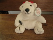 Coca-Cola Polar Bear Bean Bag Plush 1997 Bear with Red Bow NEW WITH TAGS
