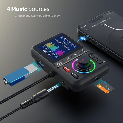 QC3.0 Bluetooth V5.0 FM Transmitter Wireless Car Charging Adapter Fast Charger - 第 6/12 張圖片