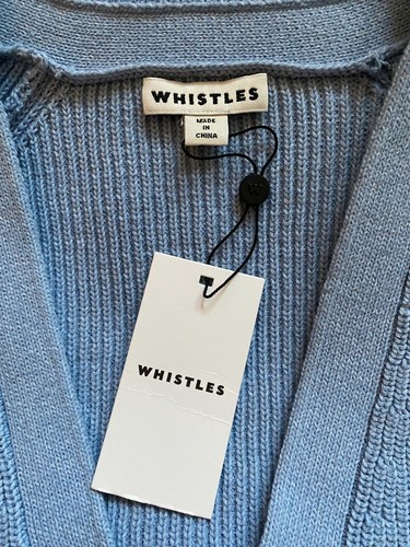 NWT Whistles Blue May Button Cotton Blend Chunky Cardigan Sweater Size Medium - Picture 8 of 9