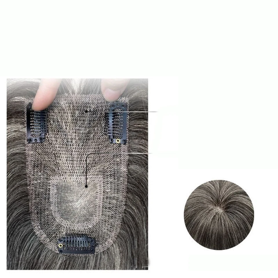 Bob Cabello Gris 100% Real Cabello Humano Topper Toupee Clip Pelo Brazalete Para Mujeres Foto 4 de 4