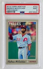2019 Topps Heritage High ANDREW McCUTCHEN PSA 9 Throwback Variation SSP 702 Pop2