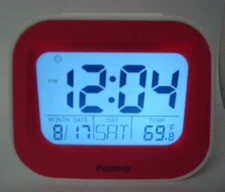 Peakeep Night Light Digital Alarm Clock Battery Operated Temp White Hot Pink