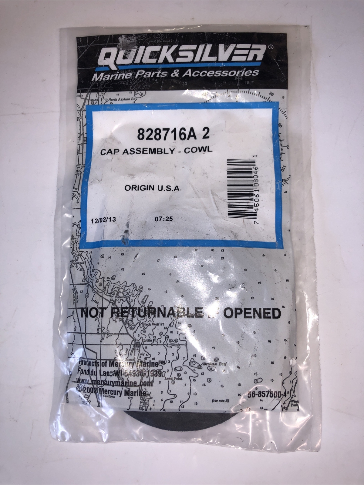 828716A2 NEW GENUINE OEM MERCURY QUICKSILVER COWL CAP ASSEMBLY LOT 