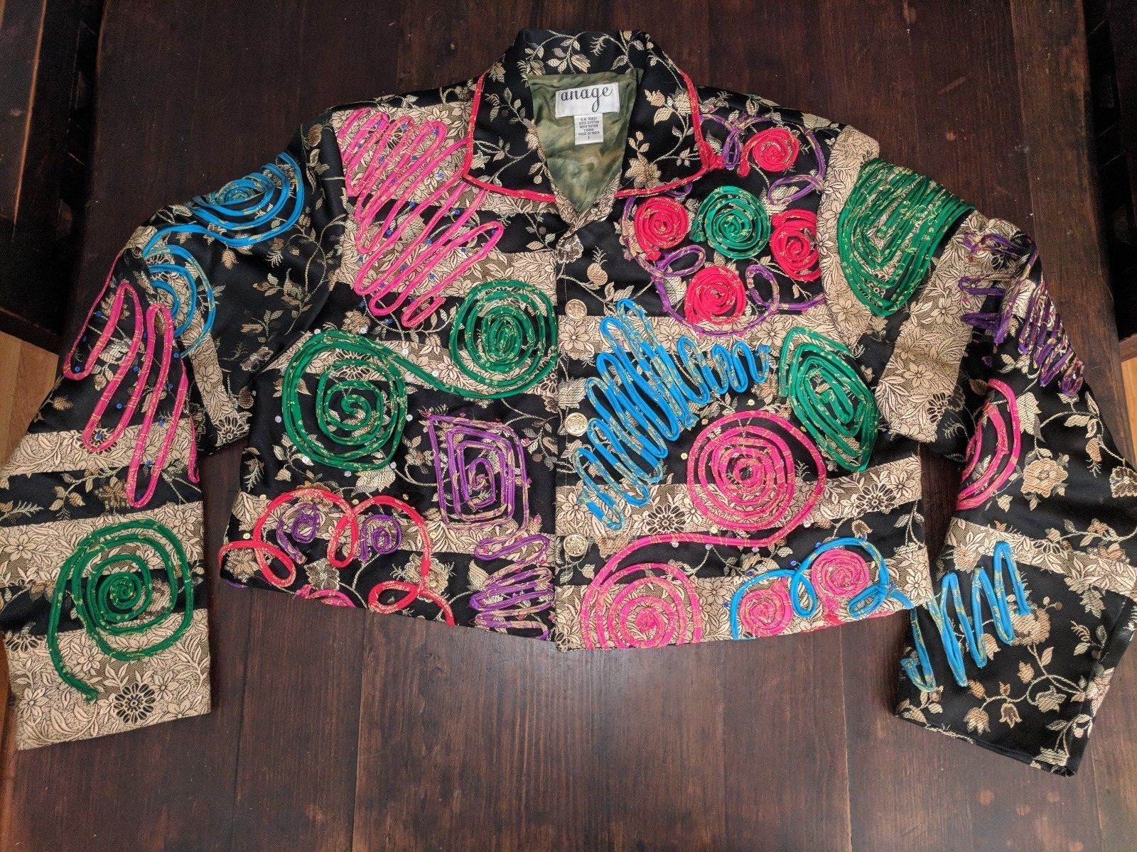 CHAQUETA ABRIGO ANAGE Mujer Bolero Bull Fighter Jazz Vintage Retro Recorte Años 80 Funky