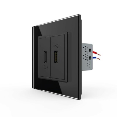 Glasblende 2 Fach Schwarz - VL-C7-C1/C1-12 Für Lichtschalter