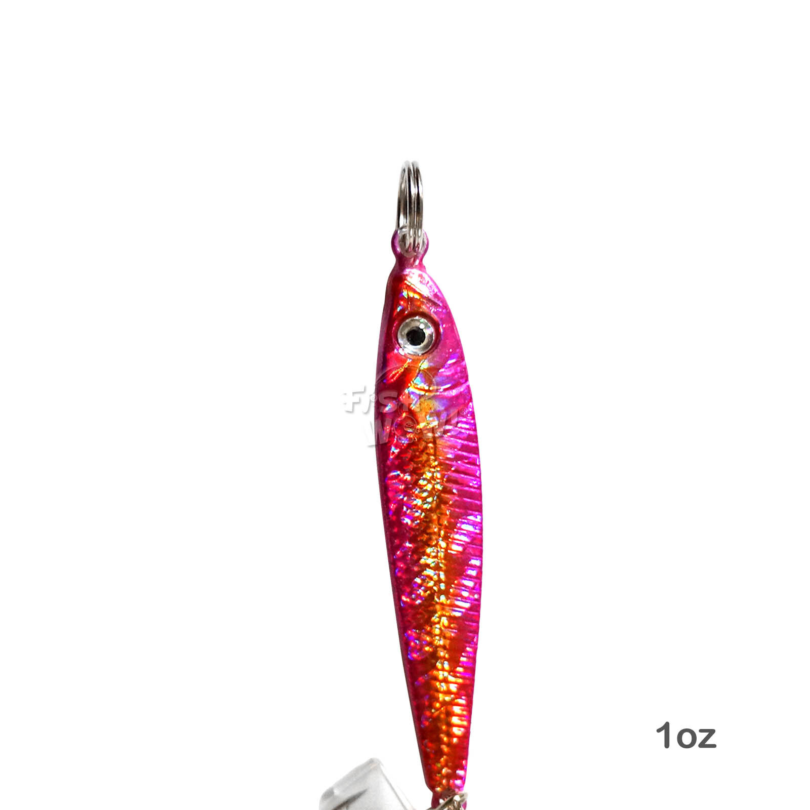 50pcs Pink Fish WOW!® 1oz Fishing Mega Metal Bait Jig luna Lure Treble Hook NEW - Image 4