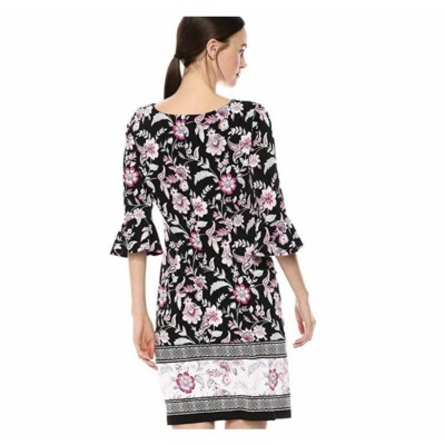 NINE WEST ITY Dress Pink Black Ruffle Sleeve Above Knee Jersey Dress SZ 6  NWT | eBay