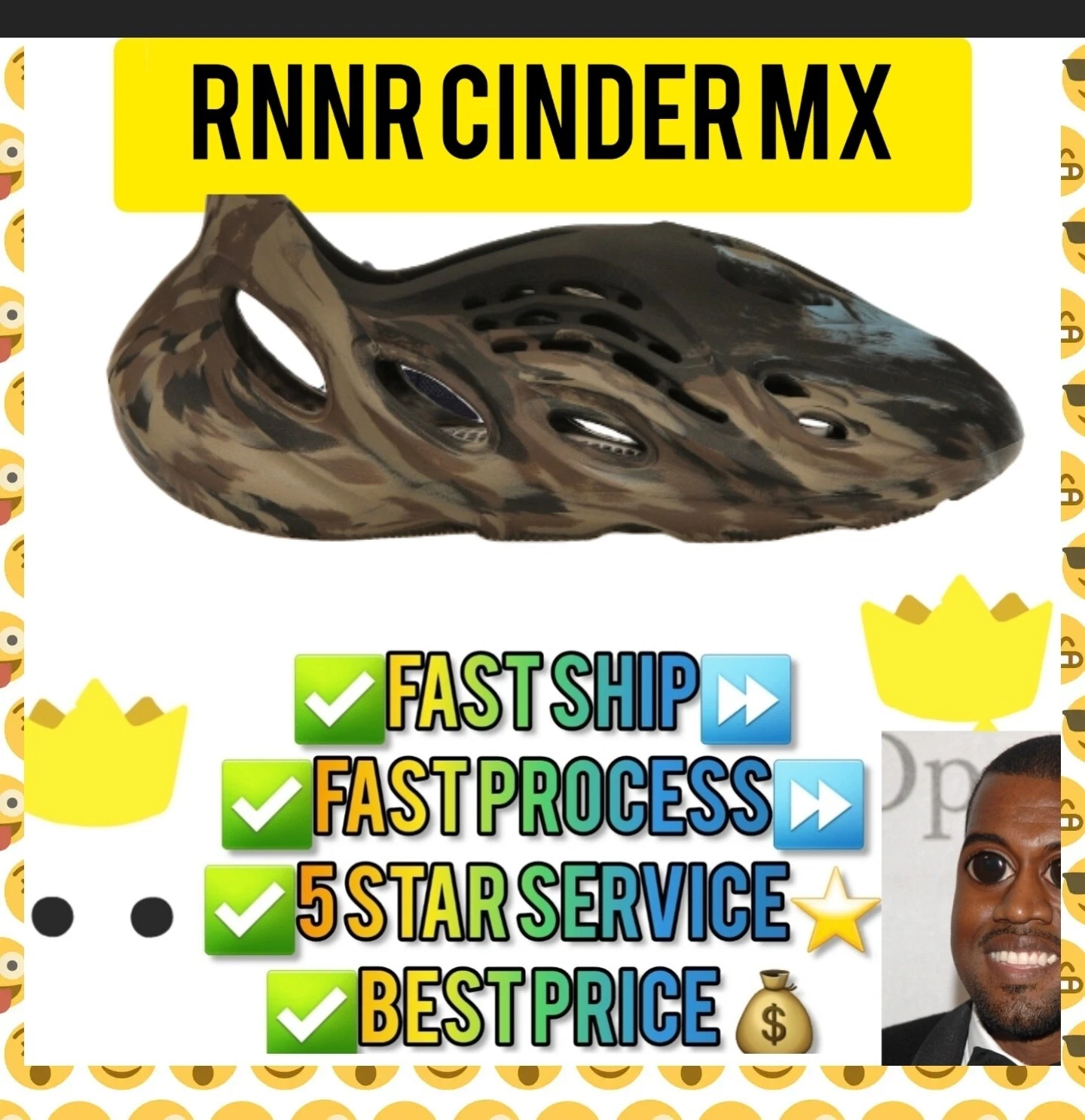 Adidas Yeezy Foam RNR MX Cinder ID4126 NUOVISSIMA IN MANO SPEDIZIONE LO STESSO GIORNO