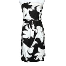 Merona Women’s Strapless A-Line Tea Dress Brown White Knee Length Size 8