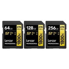 Lexar Professional 1800x 64GB 128GB 256GB UHS-II U3 V60 SDHC SDXC SD Memory Card
