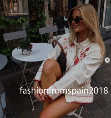 ZARA NEW WOMAN ZW COLL. EMBROIDERED OVERSHIRT JACKET OYSTER