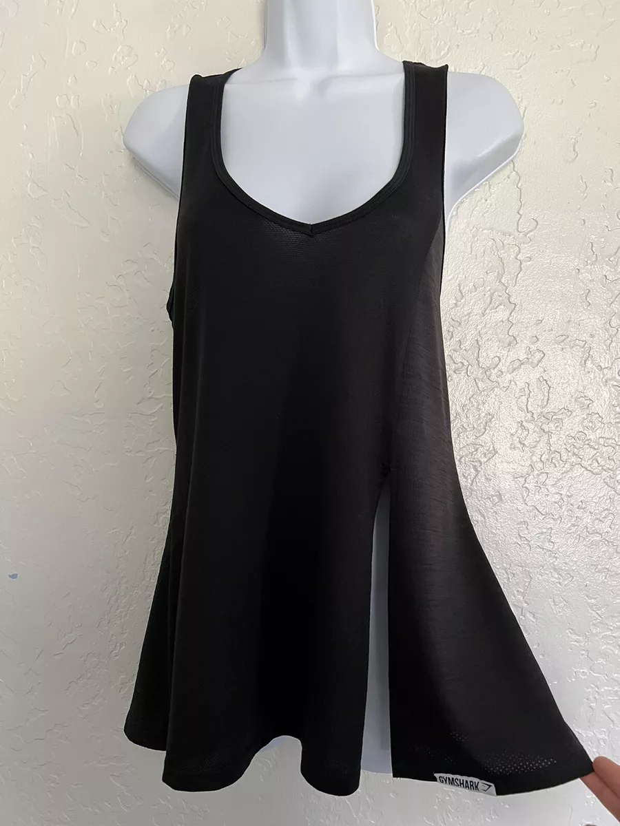 GYMSHARK Size L True Texture Black Vest Slit Tie Front Tank Top V-Neck EUC