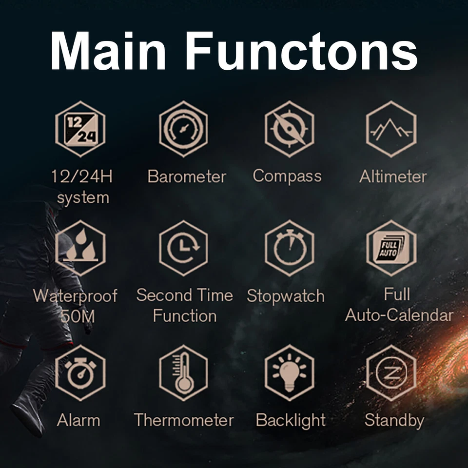 North Edge Hombres Militar Deportes Termómetro Barómetro Reloj Inteligente Electrónico 2025 Foto 3 de 4