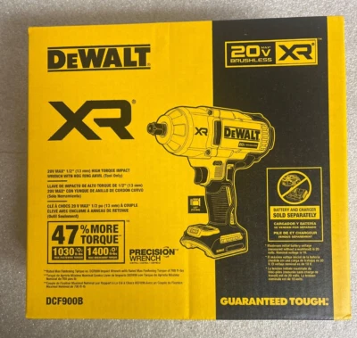 NEW DeWalt 20v Max XR 1/2" High Torque Impact Wrench Hog Ring Anvil DCF900B