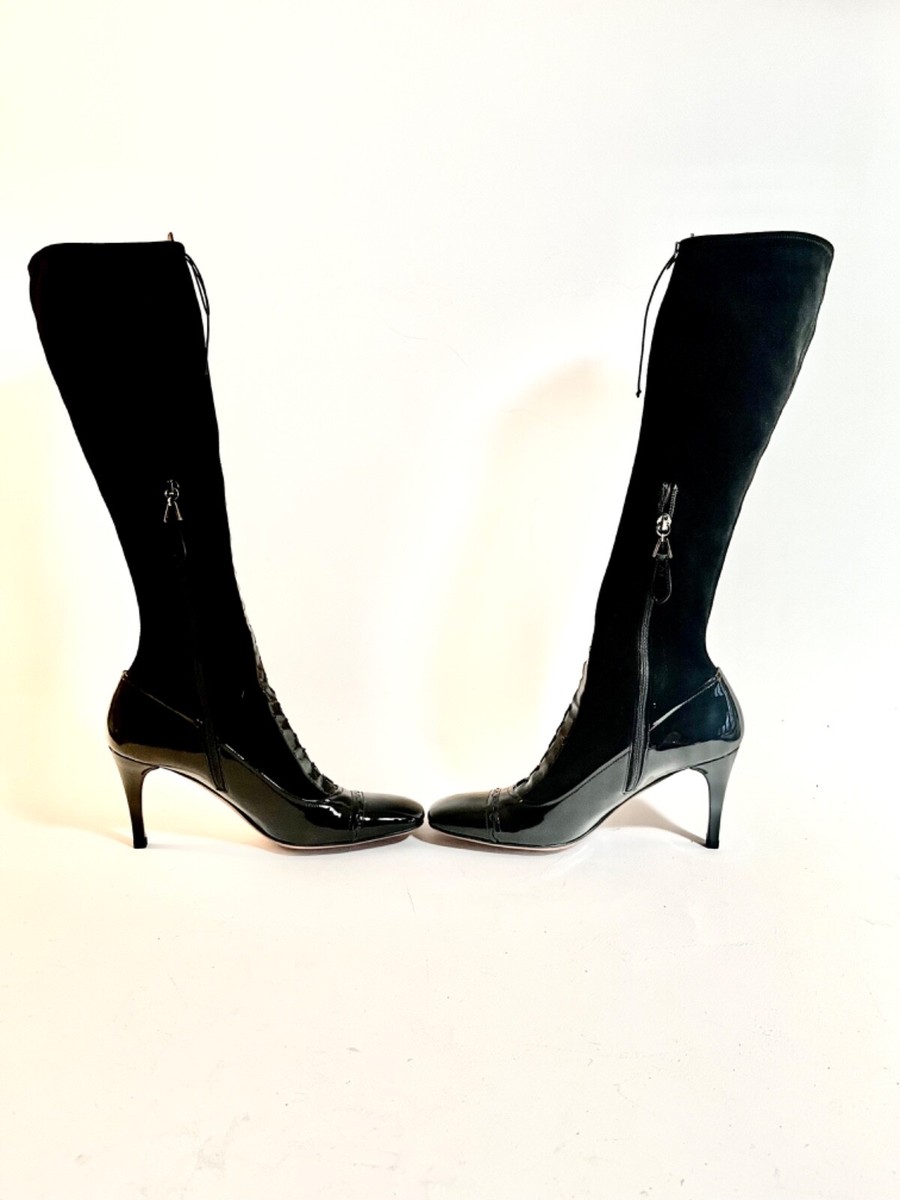 Azzedine Alaia KNEE HIGH BOOTS Lace Up heel Size EU 37 US 7 | eBay