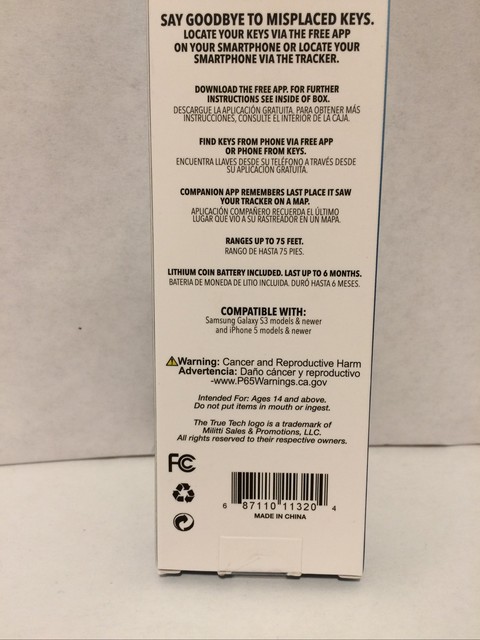 True Tech Tracker For Smartphones And Keys Ranges Up To 75 2 Pack For Sale Online