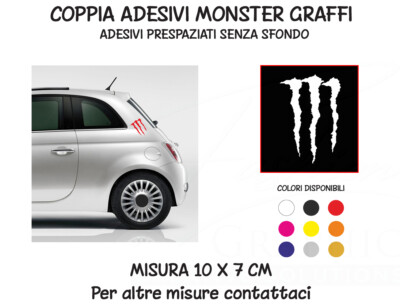 ADESIVO MONSTER GRAFFI COPPIA DUE PEZZI STICKER DECAL TUNING MOTO
