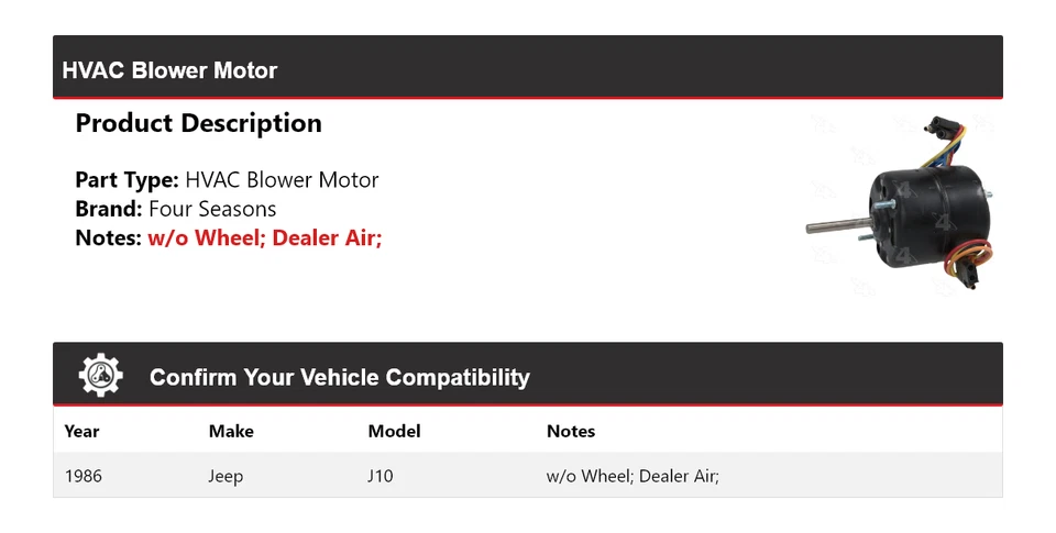 Jeep J10 1986 motor soplador de climatización 4 estaciones Foto 2 de 4