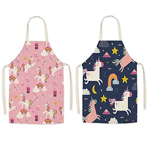 mellystore 2PCS Grembiule Cucina Bambini Unicorno Grembiule per Bambini (G5V)