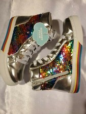 So MEMORY FOAM PENELOPE MULTI GLITTER MULTI HIGH TOP SNEAKERS SHOESSZ 5 NEW 50