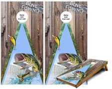 Gone Large Mouth Bass Fishing Cornhole Wraps