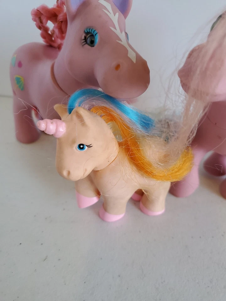 Vintage My Little Pony Lot Of 3 Hasbro Remco Umbrella Heart 1984 Pink Orange - Image 4 of 4