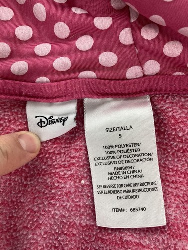 Dismey Girls Pink Minnie Hoodie Size 5 Full Zip - Picture 6 of 7