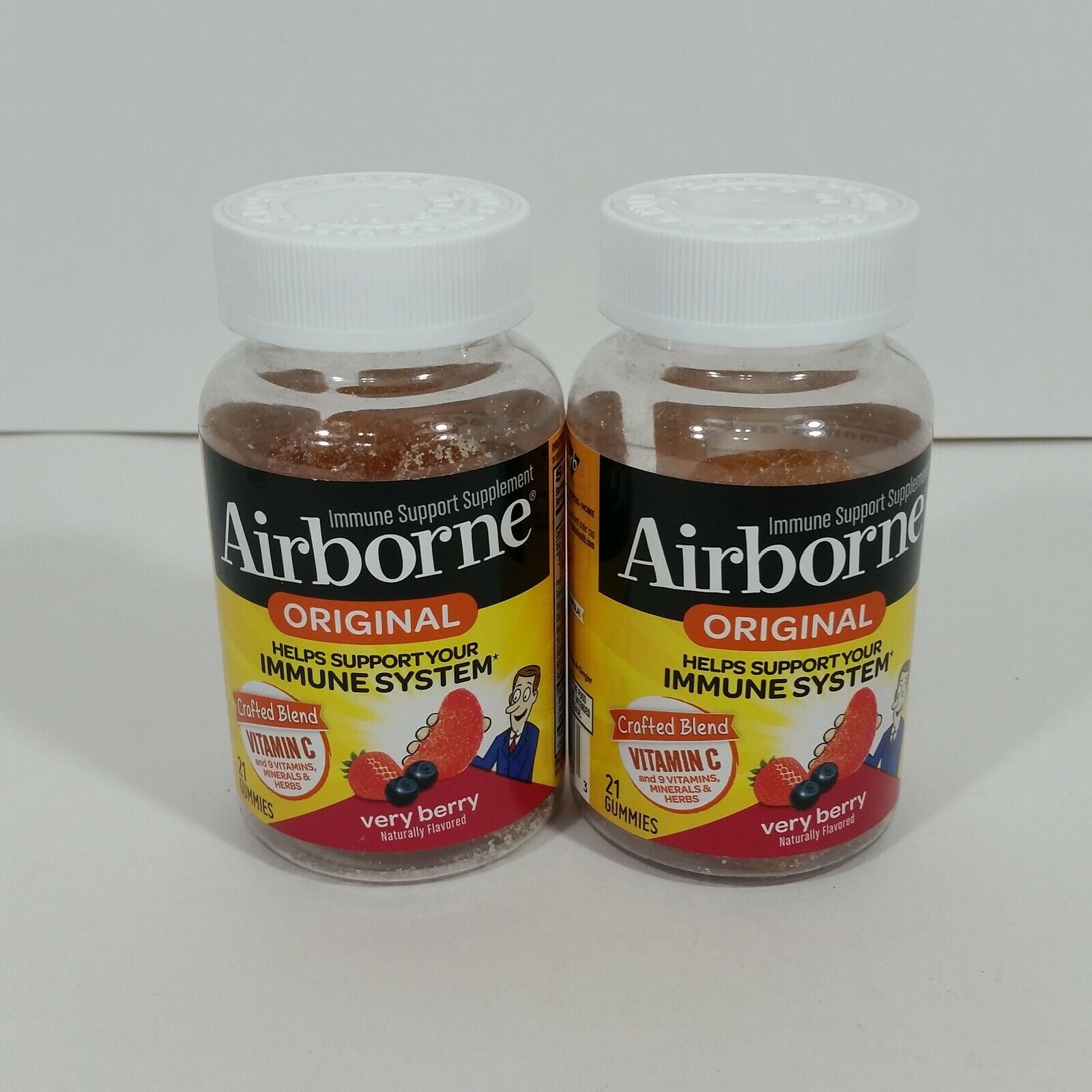 2 Airborne Vitamin C Immune Support Berry Flavored Gummies 21 Count EXP 1/22
