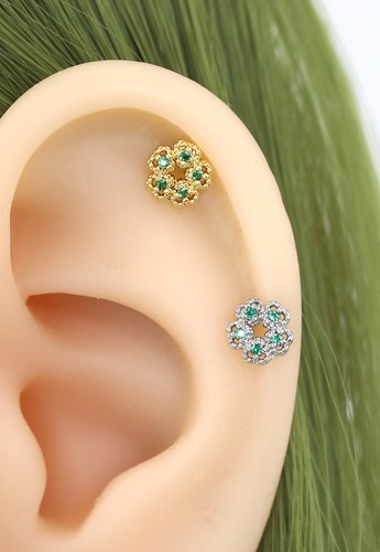 Color Gem Helix Conch Ear Climber Cartilage Ring Ball Bar Stud Piercing Earring - Picture 57 of 157