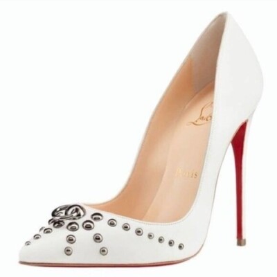 Christian Louboutin Door Knock White Glacier Leather So Kate Pumps