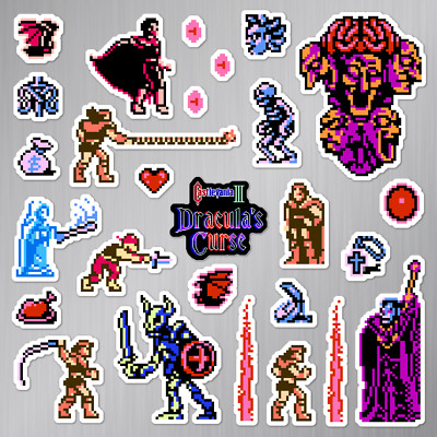 Castlevania III 3 Magnets Draculas Curse Nintendo NES Pixel Art 27 Magnet Pack